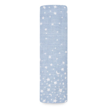 aden + anais cotton muslin swaddle rising star blue blanket with stars