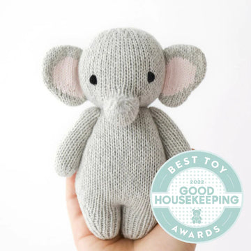 knit grey baby elephant doll